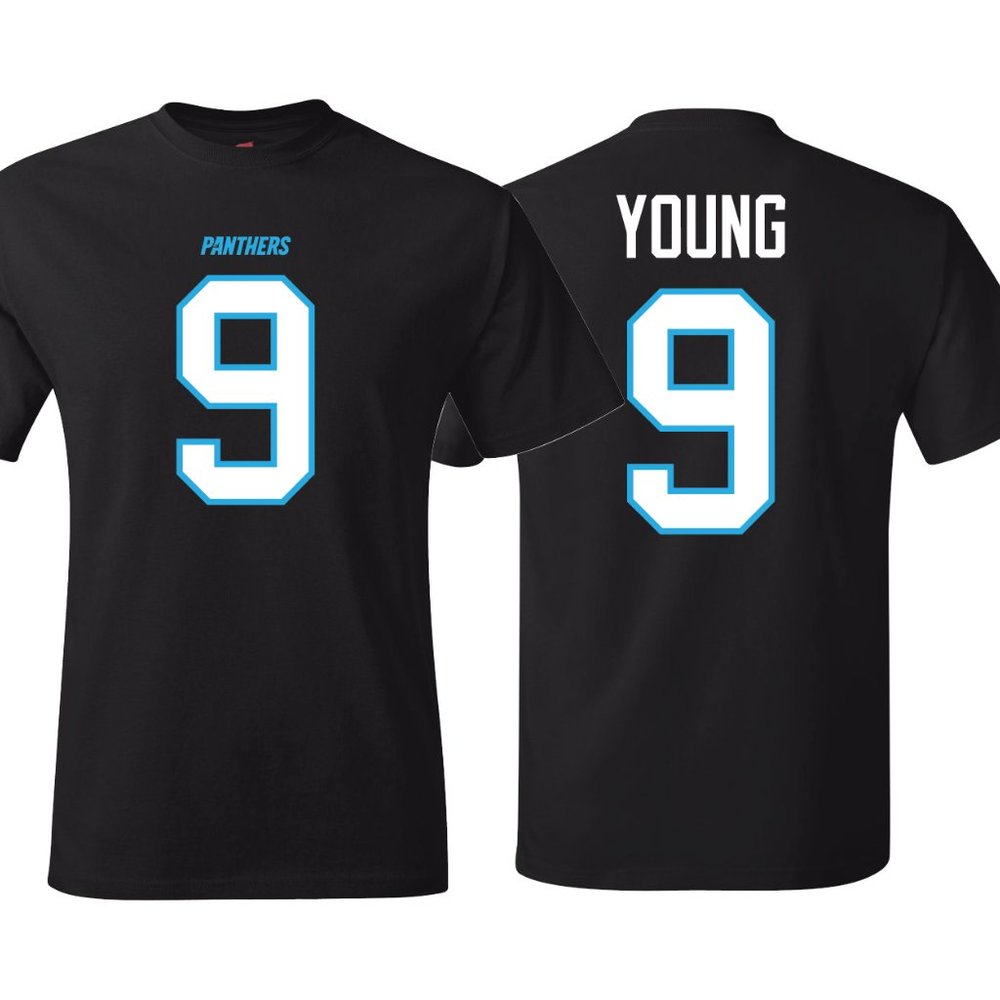 Panthers Bryce Young Carolina Black Jersey T-Shirt